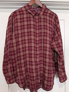 Gloria Vanderbilt Plaid Long Sleeve Women's Button Up Shirt - NWT